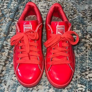 Red patent leather Pumas
